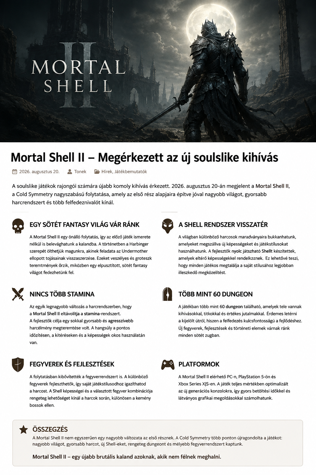 Mortal Shell II – Megérkezett az új soulslike kihívás