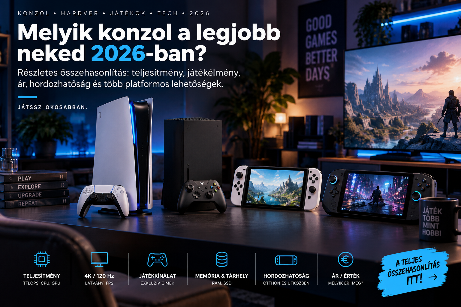 🎮 PS5 Pro, Xbox Series X, Switch 2 vagy ROG Xbox Ally X – melyik konzolt válaszd 2026-ban?