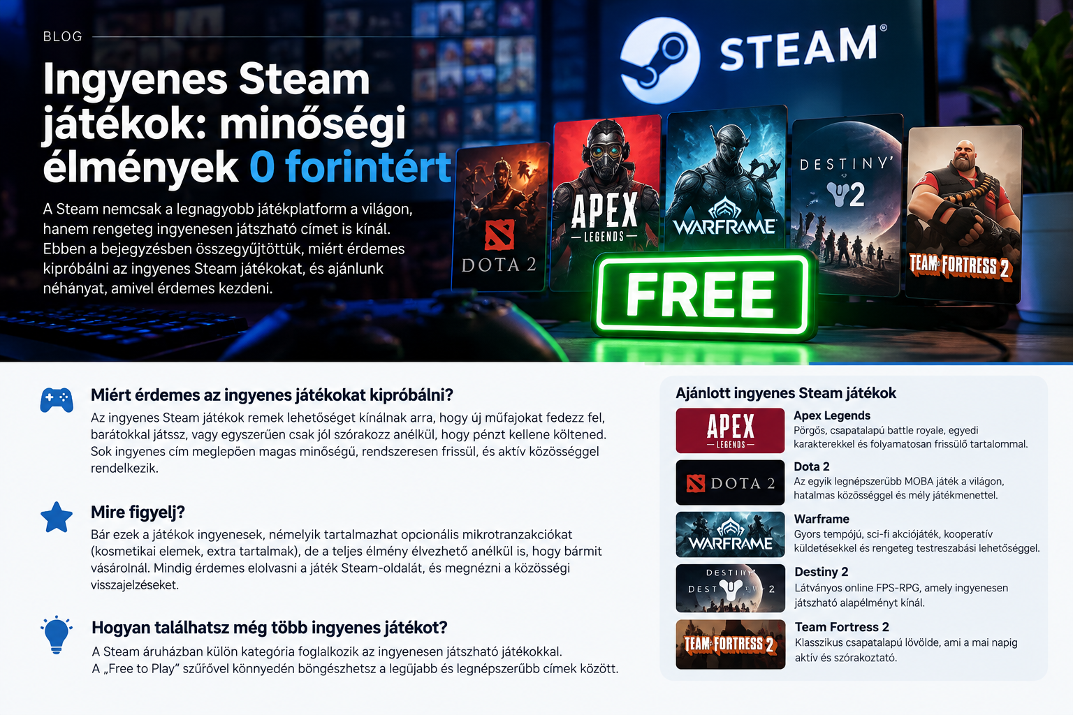Ingyenes Steam játékok – Minőségi játékélmények 0 forintért