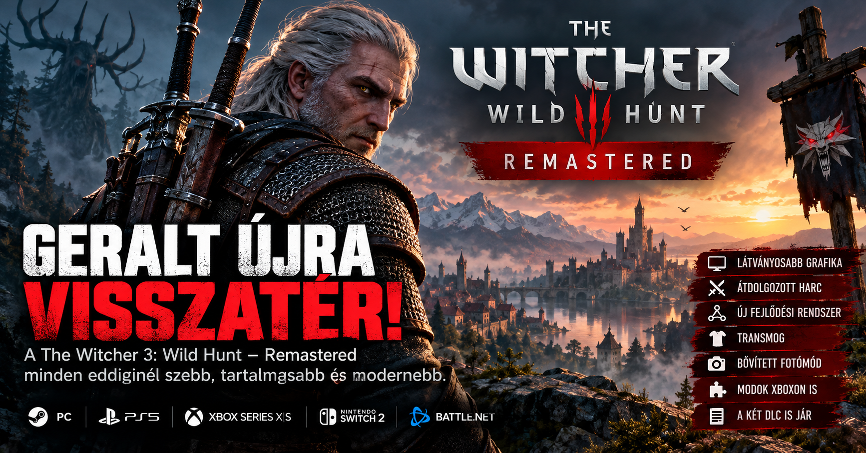 The Witcher 3: Wild Hunt – Remastered: Geralt újra visszatér, és még brutálisabb lesz!